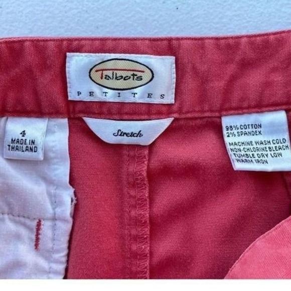 Vintage Talbots Coral Pink Button Up Cotton Stretch Skirt Size 4 - Picture 2 of 6